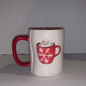 Rae Dunn Holiday Festive Hot Coco Red White Snowflake Mug New